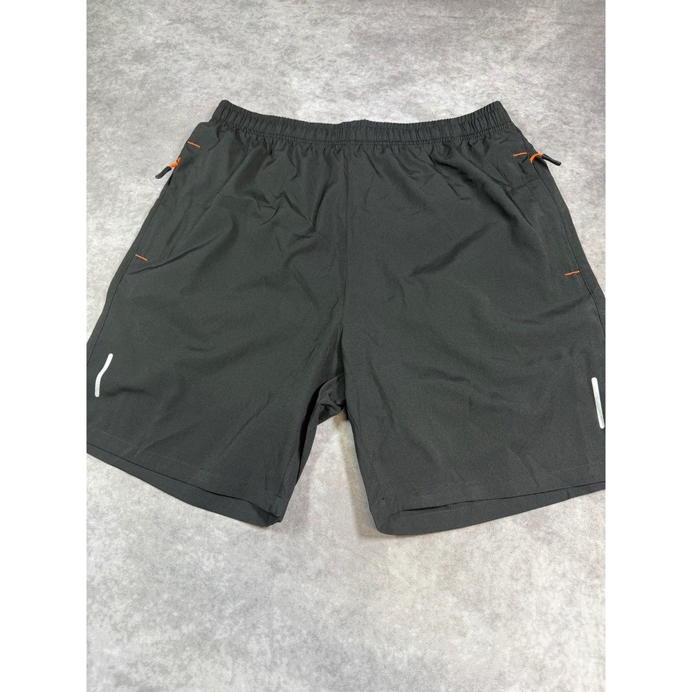 Athletic Running Shorts Mens Medium Black Polyester Blend Zipper Pockets